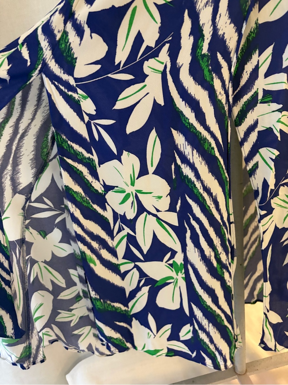 French Connection Cobalt Blue Floral Tropical Wrap Maxi Dress cape sleeves XS - Picture 7 of 14